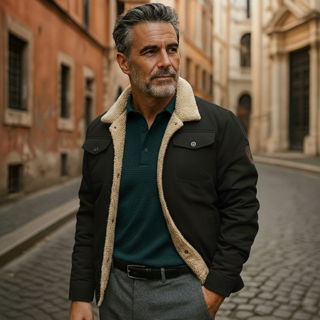 Massimo – Men’s Winter Bomber Jacket Lined with Faux Fur